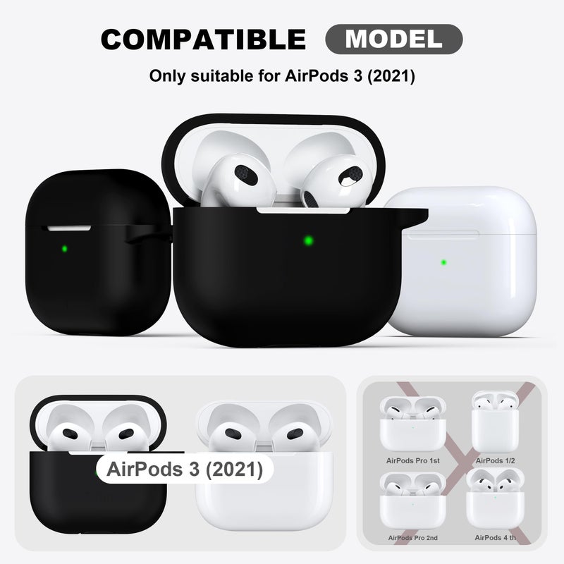 R-fun Compatible with AirPods 3 Case Cover, Silicone Protective Accessories Skin with Keychain Compatible with Apple AirPod 3rd Generation 2021 for Women Men Girls Boys,Front LED Visible,Red - Image 4