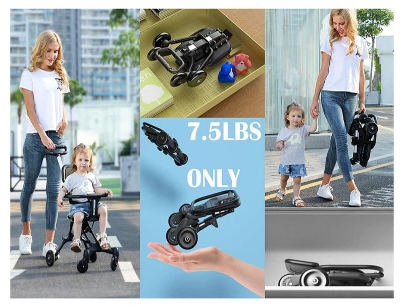 عربة أطفال كوست رايدر خفيفة الوزن ومضغوطة بيد واحدة سهلة الطي ، ومقابض قابلة للتعديل وعجلات قيادة ناعمة ، سوداء - Image 1