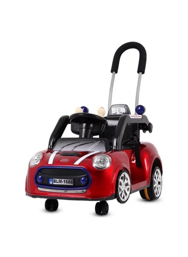 ميني كوبر سيارة أطفال كهربائية بأربع عجلات، لعبة ركوب للأطفال مع مقبض للوالدين، موسيقى وإضاءة، سيارة للأطفال | سيارة ركوب للأطفال من عمر سنة إلى 4 سنوات، بنين وبنات (6 فولت 4.5 أمبير) | أحمر - Image 1