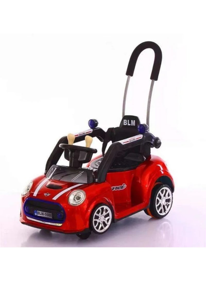 ميني كوبر سيارة أطفال كهربائية بأربع عجلات، لعبة ركوب للأطفال مع مقبض للوالدين، موسيقى وإضاءة، سيارة للأطفال | سيارة ركوب للأطفال من عمر سنة إلى 4 سنوات، بنين وبنات (6 فولت 4.5 أمبير) | أحمر - Image 2