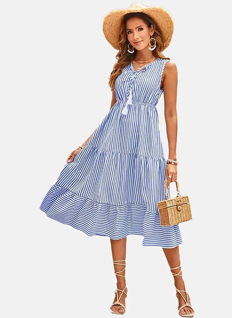 YUNIQEE Striped Tiered Dress