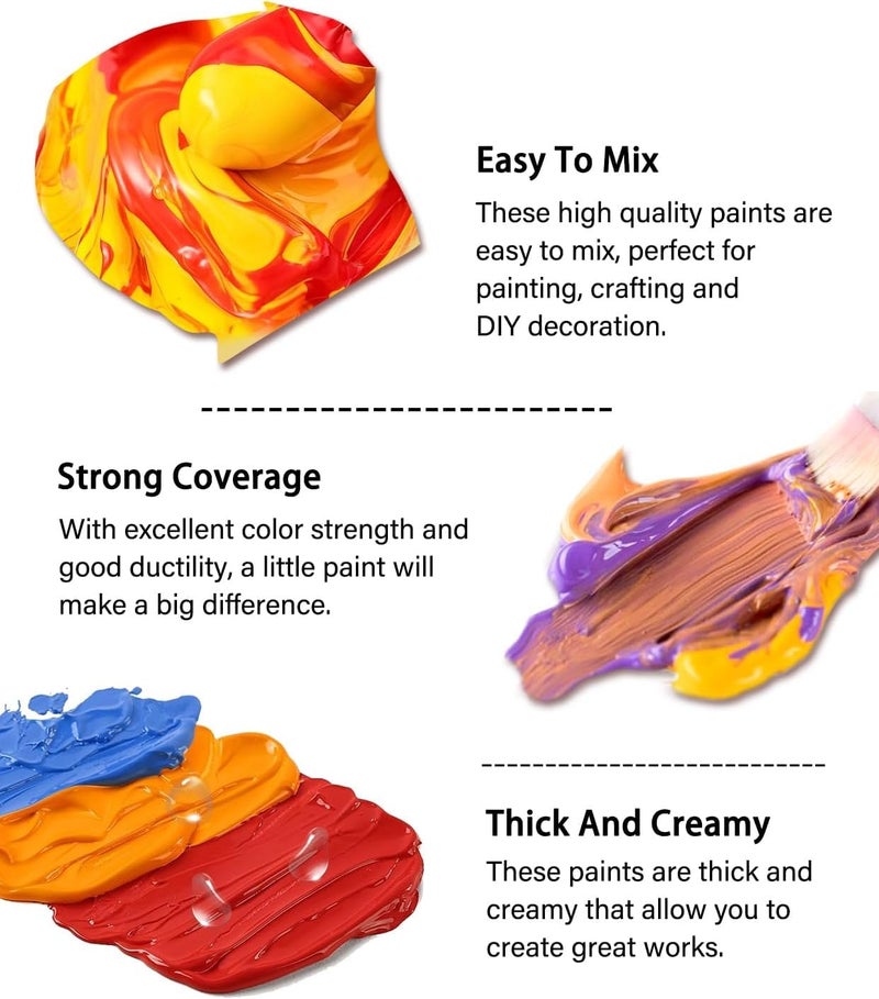 Colorful طقم طلاء قماش ملون للملابس، مع 6 فرش، 1 لوحة، 14 لون طلاء قماش دائم وآمن للأطفال وغير سام للتي شيرت، الحقائب والأحذية القماشية - Image 3