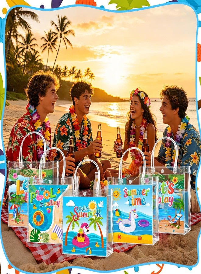 Zenoble 24 Pcs Summer Goodie Bags, Beach Clear PVC Gifts Bags with Handles Party Goodie Candy Treat Bag for Kids Students Teacher End of Year Gift Summer Beach Pool Party Favors Supplies - Image 5