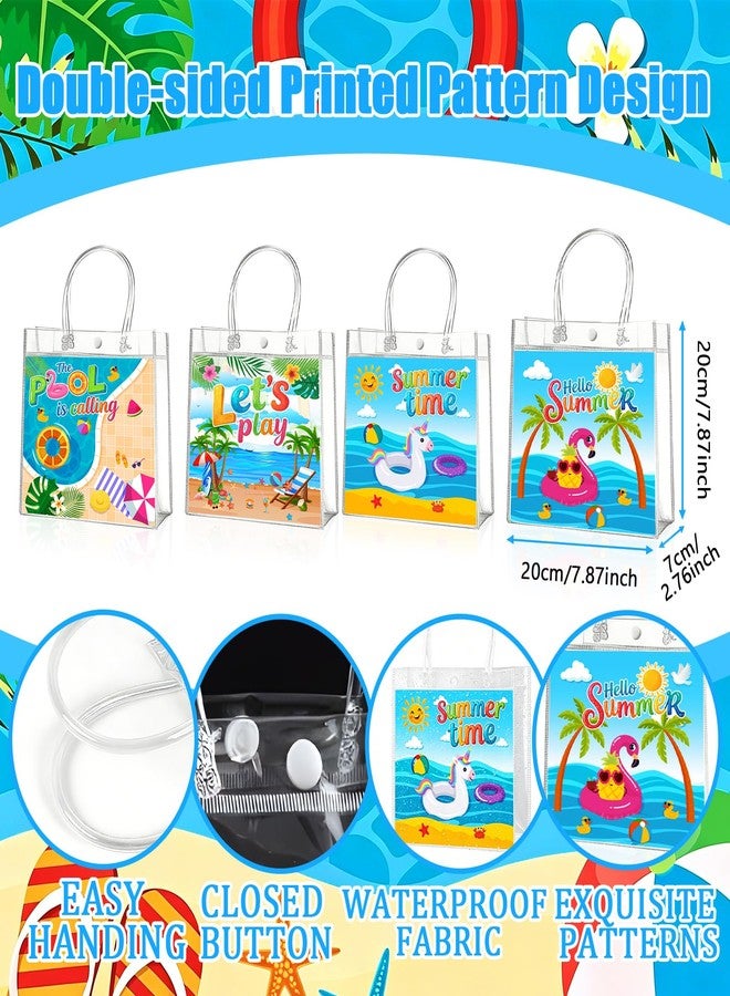 Zenoble 24 Pcs Summer Goodie Bags, Beach Clear PVC Gifts Bags with Handles Party Goodie Candy Treat Bag for Kids Students Teacher End of Year Gift Summer Beach Pool Party Favors Supplies - Image 2