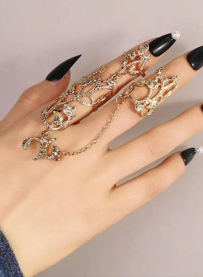 Take Two Take Two Gold Tone Embellished Linked Ring