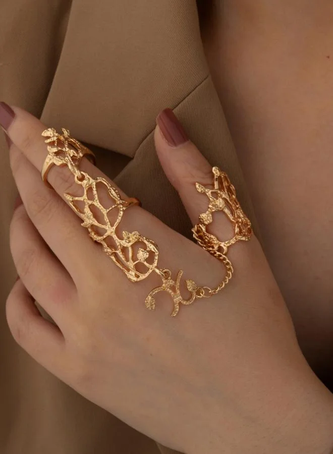 Take Two Take Two Gold Tone Embellished Linked Ring