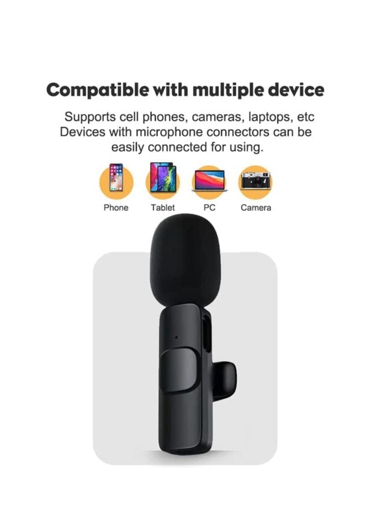 Generic - K9 Wireless Microphone Dual Omnidirectional Recording Clip Mic with Receiver for Type-C Lightning  Camera Laptop for Vlogging YouTube Online Class Zoom Call - Image 1