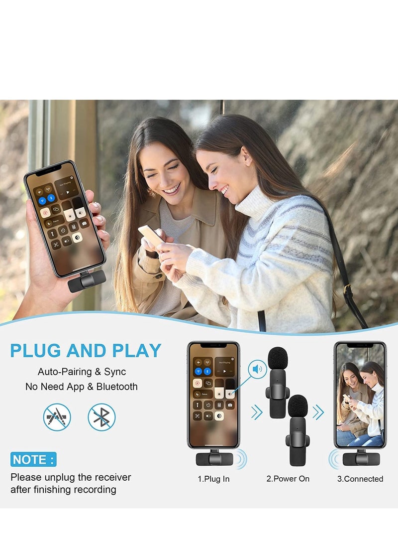 Generic - K9 Wireless Microphone Dual Omnidirectional Recording Clip Mic with Receiver for Type-C Lightning  Camera Laptop for Vlogging YouTube Online Class Zoom Call - Image 1