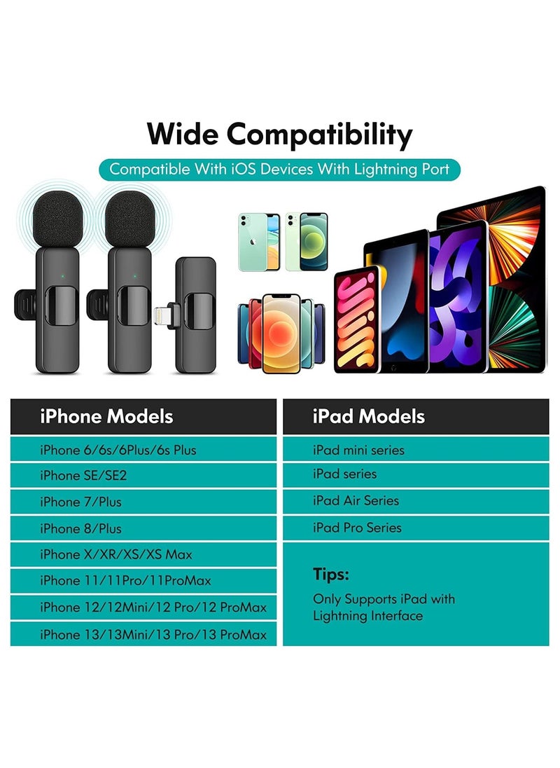 Generic - K9 Wireless Microphone Dual Omnidirectional Recording Clip Mic with Receiver for Type-C Lightning  Camera Laptop for Vlogging YouTube Online Class Zoom Call - Image 1