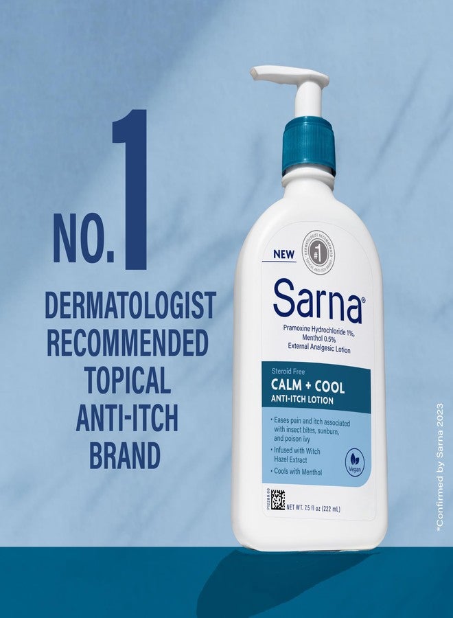 Sarna Calm + Cool Anti-Itch Lotion, Soothe and Relieve Pain and Itch from Insect Bites, Sunburn, & Poison Ivy, Contains 1% Pramoxine Hydrochloride, 0.5% Menthol, Vegan, Steroid-Free, 7.5oz - Image 5