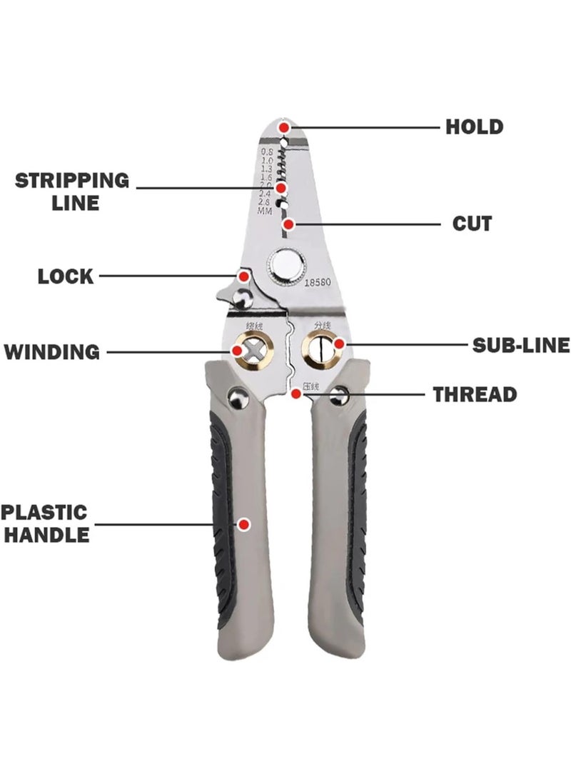 GGOOT Wire Stripping Pliers Multifunctional Electrician Special Wire Splitting Pliers Universal Industrial Hardware Tools Cable Pliers(Style3 18.5cm)  - Image 5