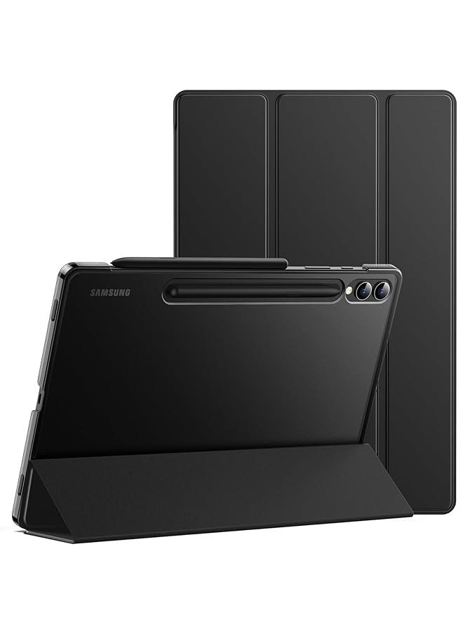 Jetech Case For Samsung Galaxy Tab S9 Plus 12.4 Inch Translucent Back Tri Fold Stand Protective Tablet Cover Support S Pen Charging Auto Wake Sleep Graphite Black - Image 1