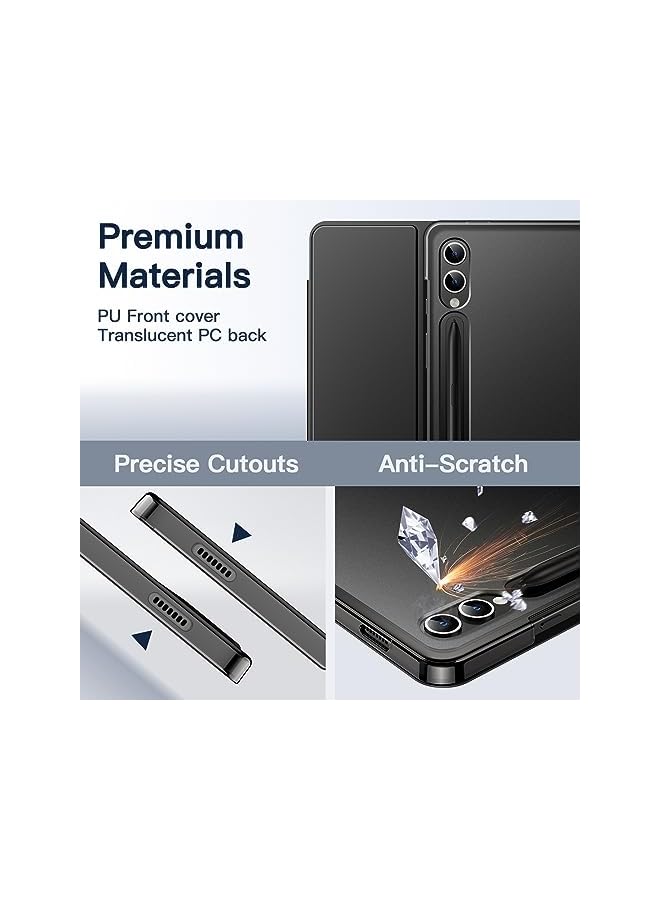 Jetech Case For Samsung Galaxy Tab S9 Plus 12.4 Inch Translucent Back Tri Fold Stand Protective Tablet Cover Support S Pen Charging Auto Wake Sleep Graphite Black - Image 3