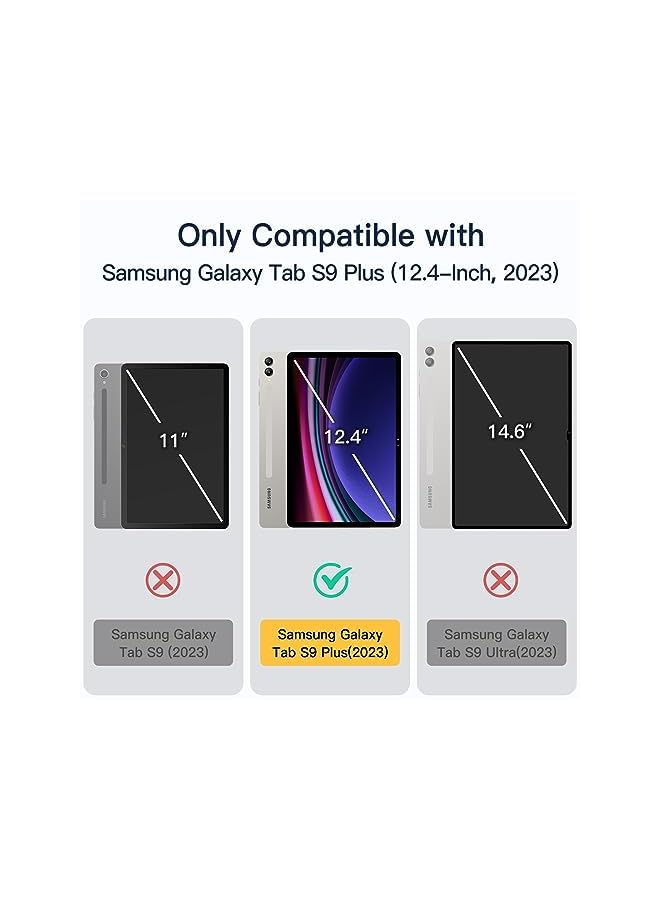 Jetech Case For Samsung Galaxy Tab S9 Plus 12.4 Inch Translucent Back Tri Fold Stand Protective Tablet Cover Support S Pen Charging Auto Wake Sleep Graphite Black - Image 2