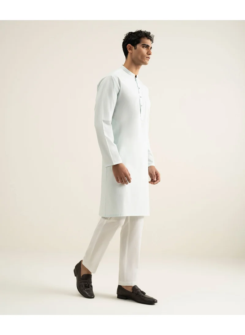 BAZM BAZM Menswear Traditional Kurta with Band Collar Regular Fit