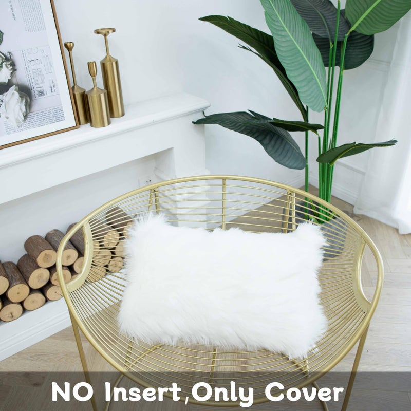 LIGICKY Decorative Lumbar Soft Faux Fur Throw Pillow Cover Luxury Series Rectangle Plush Pillow Case Cushion Cover for Couch Sofa Bed (12" x 20", White) - Image 4