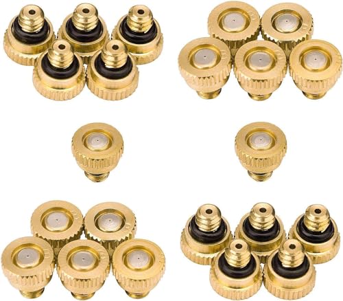 Aootech Brass Misting Nozzles for Outdoor Cooling System 22 pcs,0.012" Orifice (0.3 mm) 10/24 UNC - Image 1