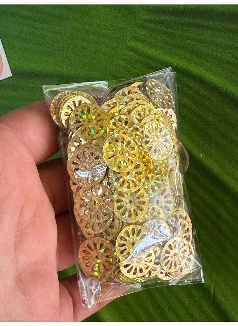 Gönülden Tasarım Heartfelt Design 1 cm 20 Gr Wheel Hole Sequin Sequin Needlework Embroidery Sequin  - Image 1