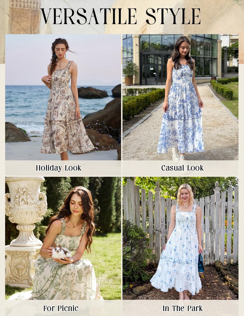 Scarlet Darkness Women's Summer Floral Dresses Beach Flowy Casual Long Maxi Sundresses Yellow M - Image 4