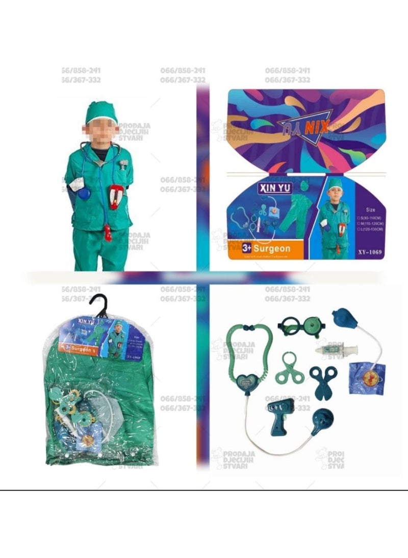 The little surgeon's outfit and tools are green. - Image 2