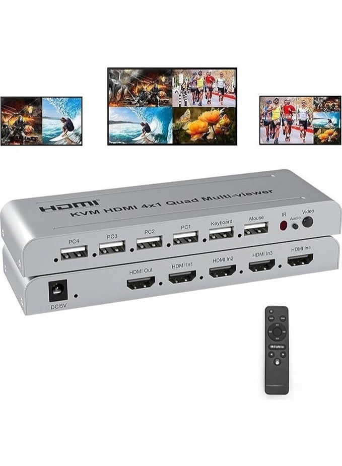 مفتاح KVM HDMI رباعي 4 في 1 مع منافذ متعددة وكابلات USB – دعم 4K@60Hz، مشاركة لوحة المفاتيح والماوس لأجهزة الكمبيوتر - Image 2