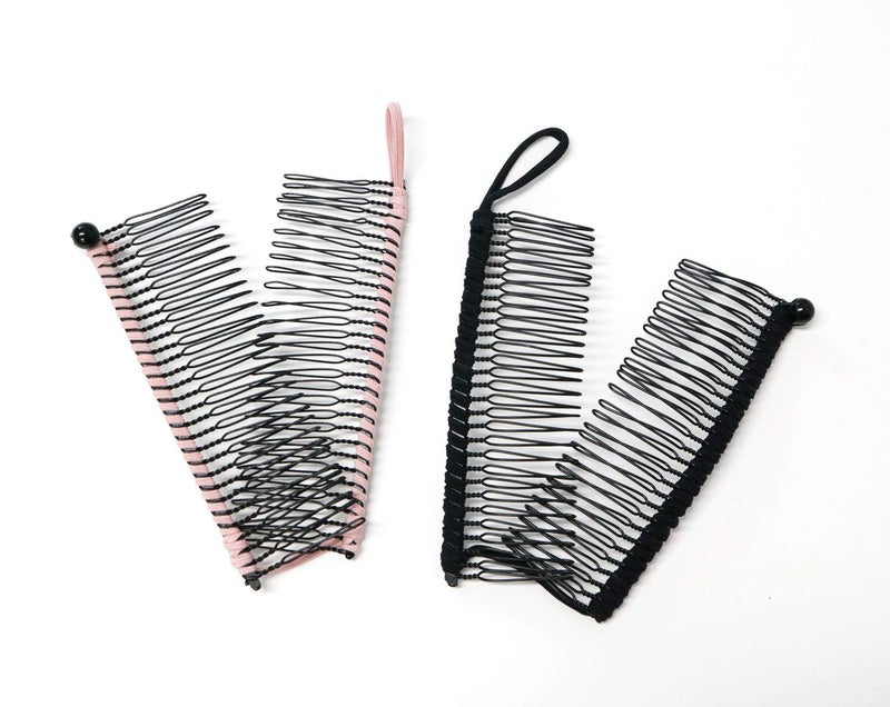 GETAGOTA 2 Pieces Adjustable Banana Hair Clip Comb Clips for Women Stretch Ponytail Holder Accessory Double Combs Thick Curly Hair Grip Styling Maker Tool Clip Classic Clincher for Girls and Womens