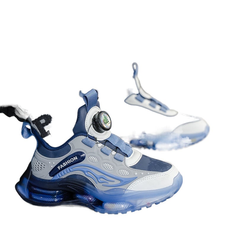 Boys Shoes Fleece-Lined Cotton Shoes Basketball Shoes Children'S Sneaker Leather Rotary Buckle Boys Zhongda Children'S Shoes - Image 4