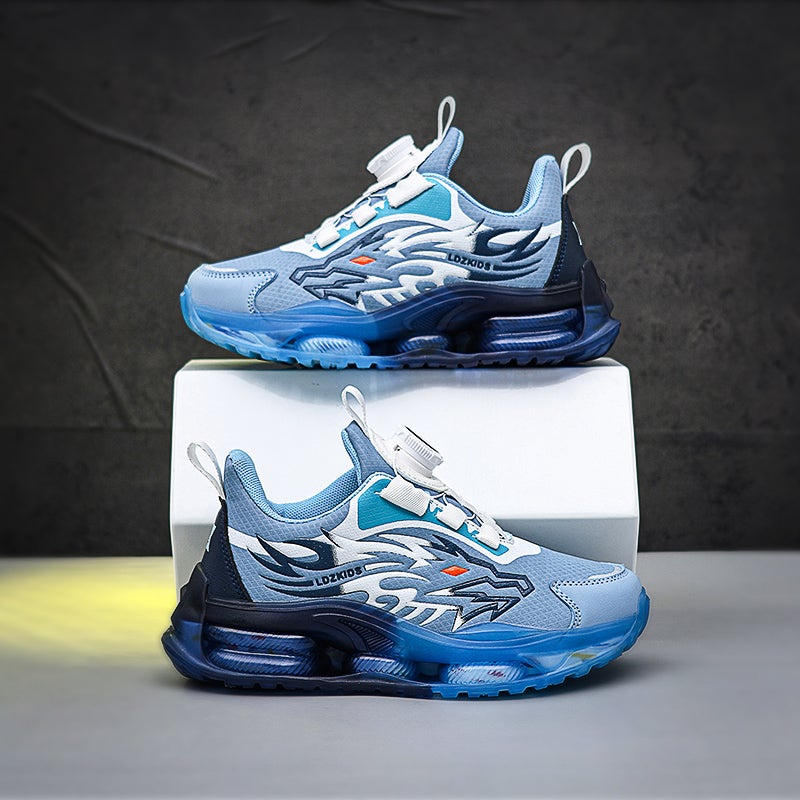 Boys Shoes Fleece-Lined Cotton Shoes Basketball Shoes Children'S Sneaker Leather Rotary Buckle Boys Zhongda Children'S Shoes - Image 1