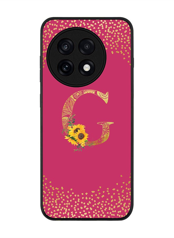 Stylizedd For OnePlus 13R / Ace 5 Pro Case,Slim fit Camera Protection, Shockproof Thin Phone cover  - Custom Floral Monogram - G ( Deep Pink )