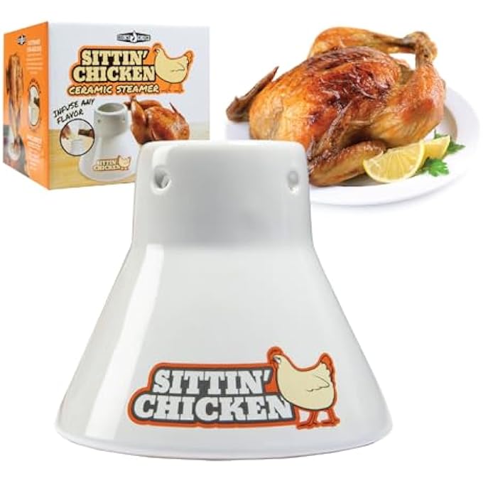 شواية بخار سيراميك من Cooks Choice مع علبة بيرة ومقلاة تتبيلة دجاج مشوية، تمنحك نكهة شواء لذيذة - Image 1