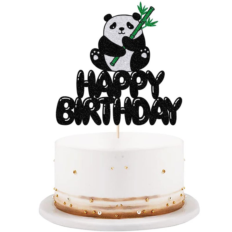 LVEUD Panda Happy Birthday Cake Topper - Bear Cake Decorations for Kids' Parties - Image 1