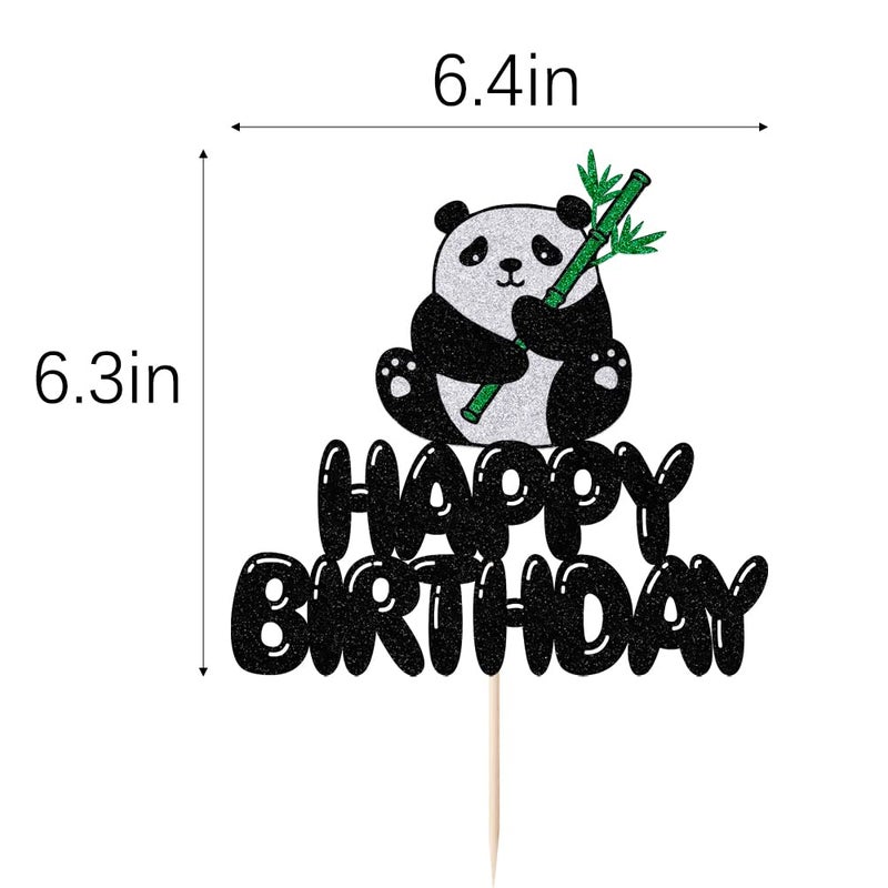 LVEUD Panda Happy Birthday Cake Topper - Bear Cake Decorations for Kids' Parties - Image 2