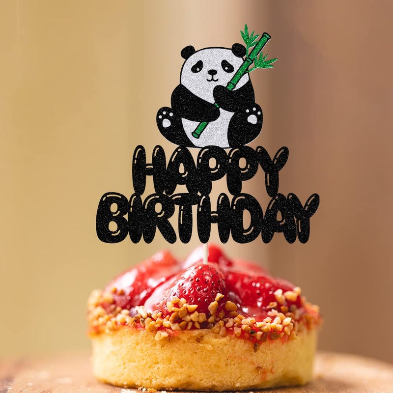 LVEUD Panda Happy Birthday Cake Topper - Bear Cake Decorations for Kids' Parties - Image 4