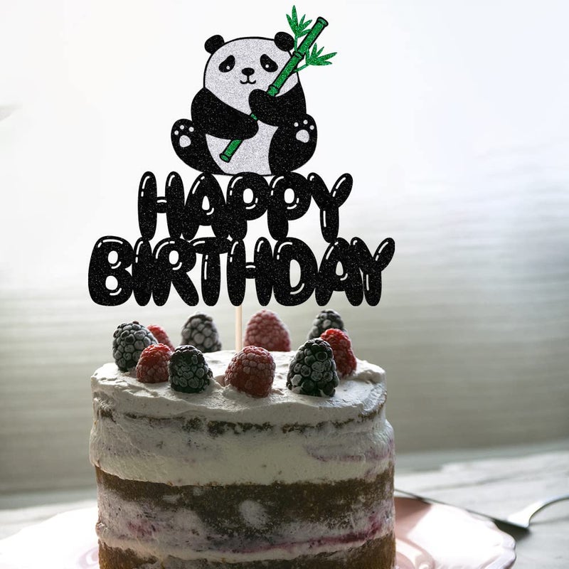LVEUD Panda Happy Birthday Cake Topper - Bear Cake Decorations for Kids' Parties - Image 5