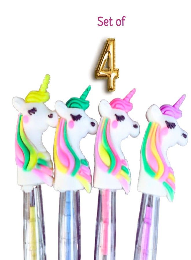 KRAVORAH Unicorn Fancy Push Pencils (Set of 4) | Cute Stationery for Kids, Birthday Return Gifts, Party Favors & Collectibles - Image 3