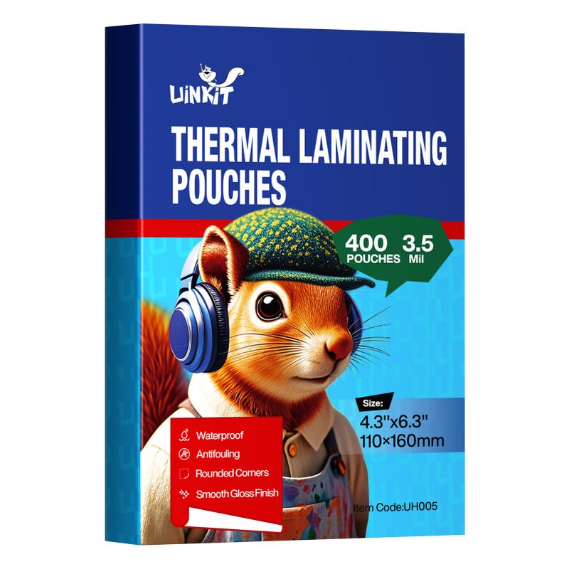 Uinkit 400 Pack Thermal Laminating Pouches 4x6 Inches 3.5Mil Thickness Laminating Sheets for Sealed Photo Business Card,4.25x6.25 Lamination Sheets Paper for Laminator Round Corner
