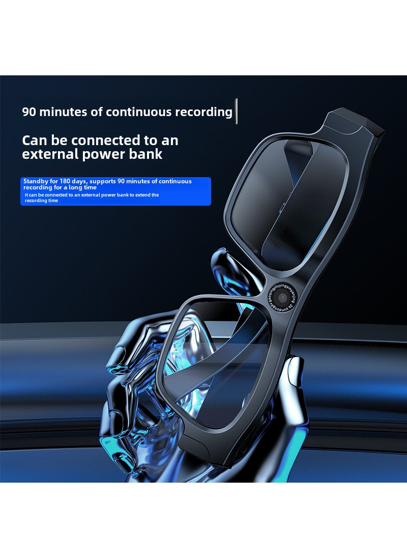 Generic - 4K Ultra-Clear Bluetooth Fashion Glasses with Camera Black 32g - Image 1