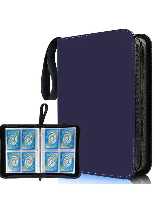 Deep Blue 480 Card Slots Trading Card Album PU Leather Binder with 50 Removable Sleeves - Image 1