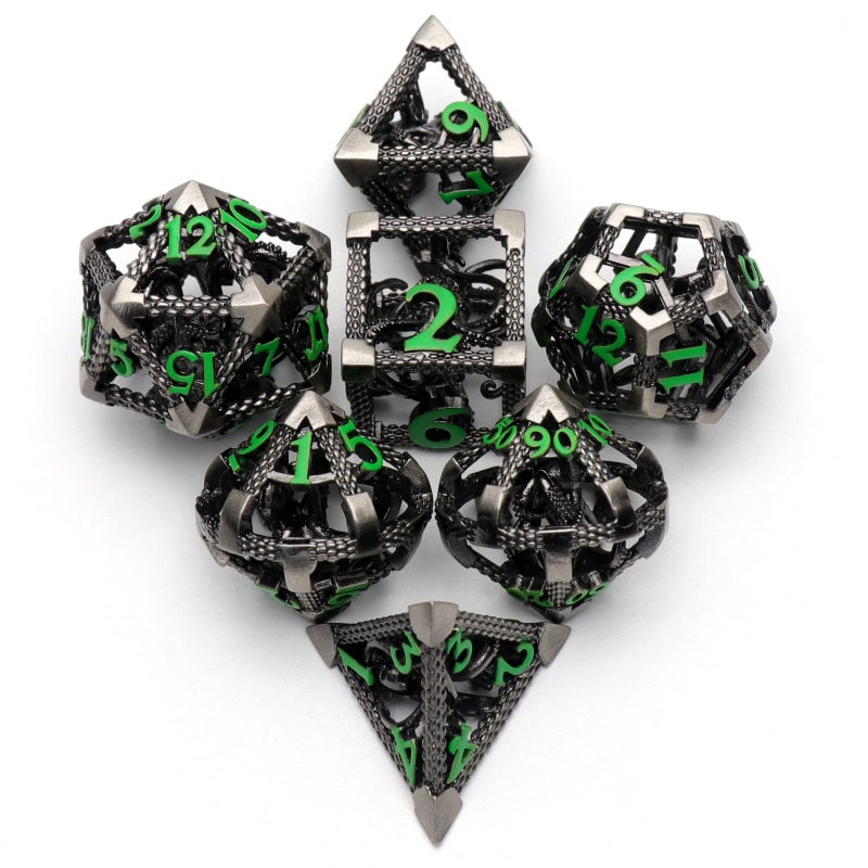 HNCCESG Hollow Cthulhu Metal Polyhedral Dice Set DD for Fantasy Tabletop RPG Role Playing Games Gift for DND LoversGreen Number - Image 3