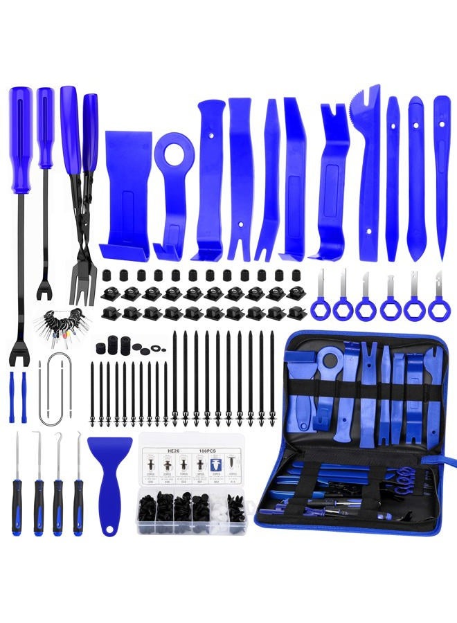 GLK 248pcs Trim Removal Tool, Pry Tool, Door Panel Radio/Stereo Terminal Removal Tool Kit, Fasteners Remover, with Car Retainer Bumper Clips,Automotive Hook Set, Blue - Image 1