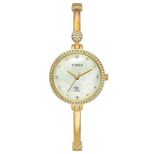 TIMEX Fria Analog Watch for Women with Mother of Pearl Round Dial & Gold Brass Bracelet Band Water Resistant Women's Wrist Watches - TWEL18401 - Image 1