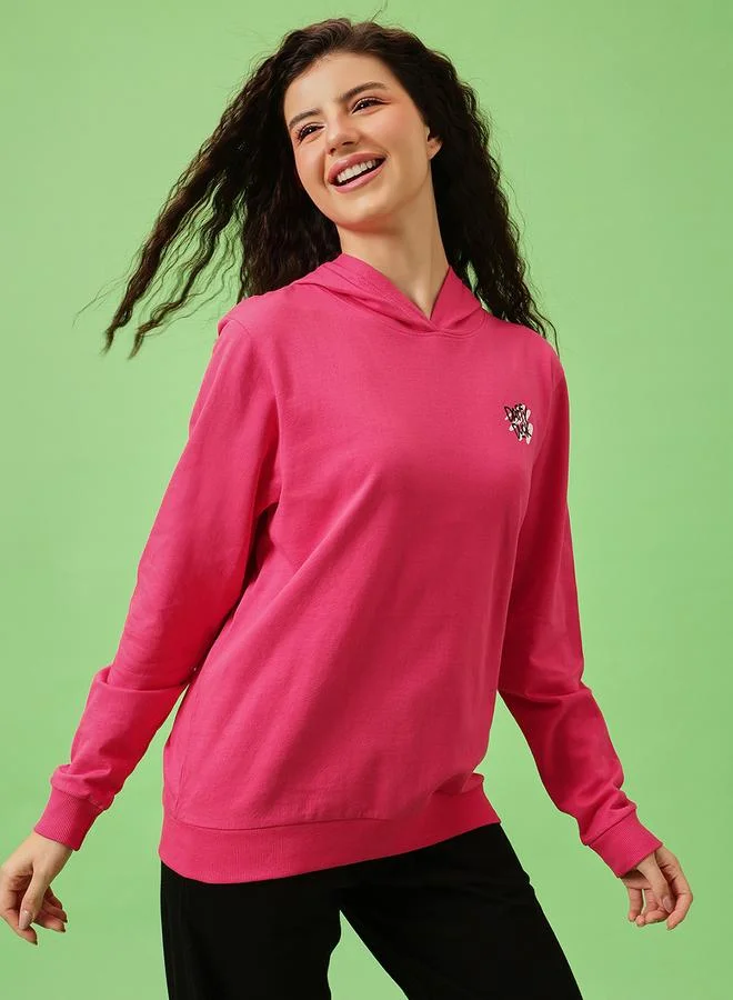 Clovia Pink Graphic Print Regular Fit Hoodie