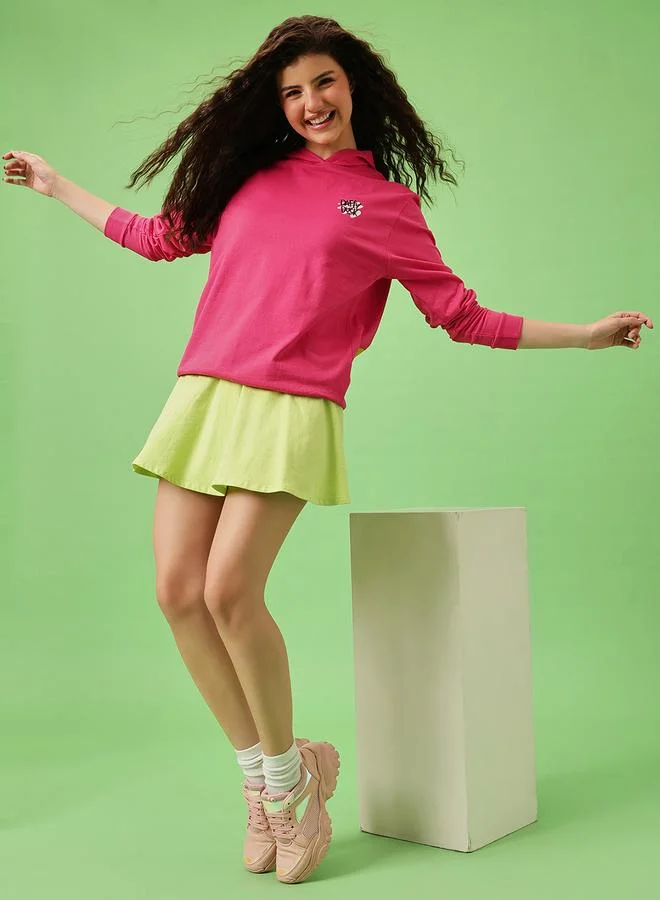 Clovia Pink Graphic Print Regular Fit Hoodie