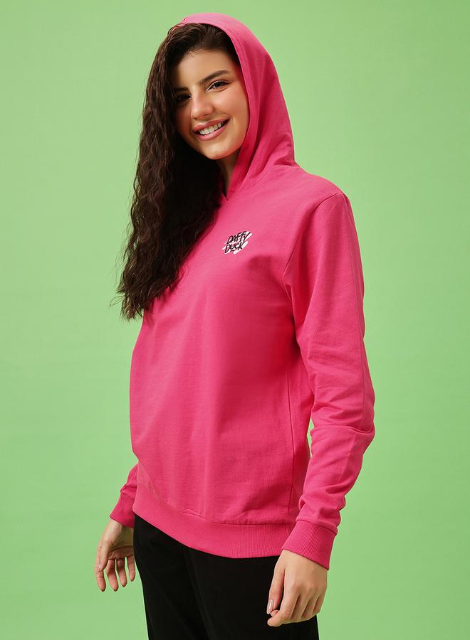 Clovia Pink Graphic Print Regular Fit Hoodie - Image 4