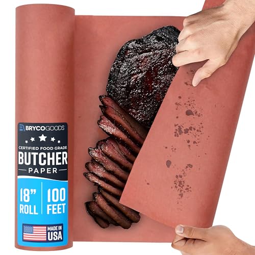 Bryco Goods Pink Butcher Paper Roll - 18 Inch x 100 Feet - Made in USA - Unbleached, Unwaxed & Uncoated - Food-Grade Peach Butcher Paper for Smoker, BBQ, Grilling, Smoking Meat - Image 1