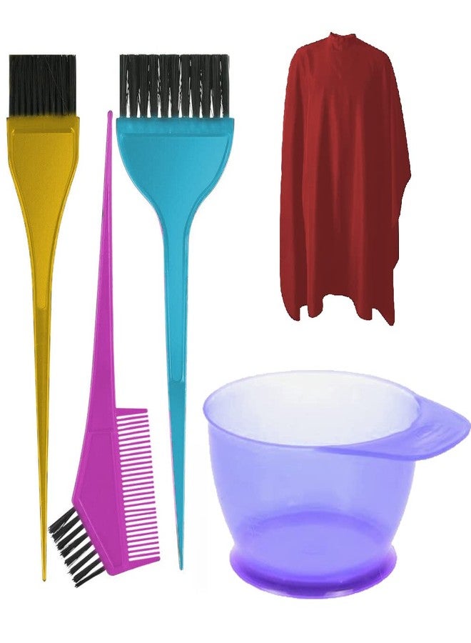 MYYNTI Hair Coloring Dyeing Kit Tint Tool Brush and Plastic1LBowl and Apron Set for Professional Hairdressing or Home Use for Men and Women Dye Brush Kit Multicolor 5 Pieces (Combo Set-2) - Image 1