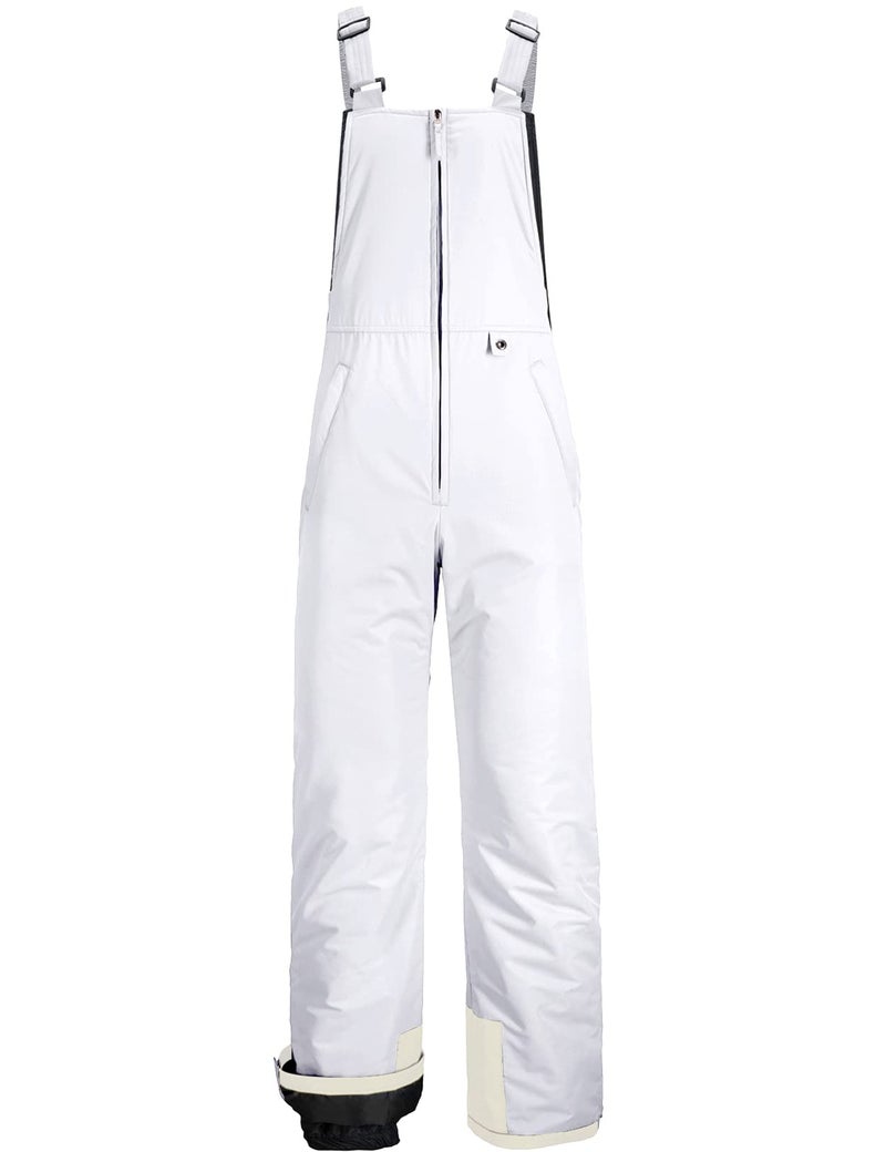 GEMYSE Men's Insulated Waterproof Ski Bib Overalls Winter Snowboarding Pants (White,Large) - Image 1