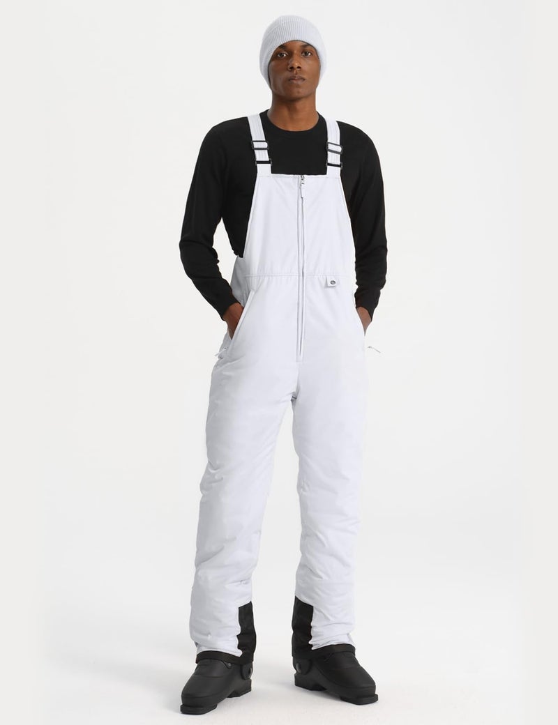 GEMYSE Men's Insulated Waterproof Ski Bib Overalls Winter Snowboarding Pants (White,Large) - Image 2