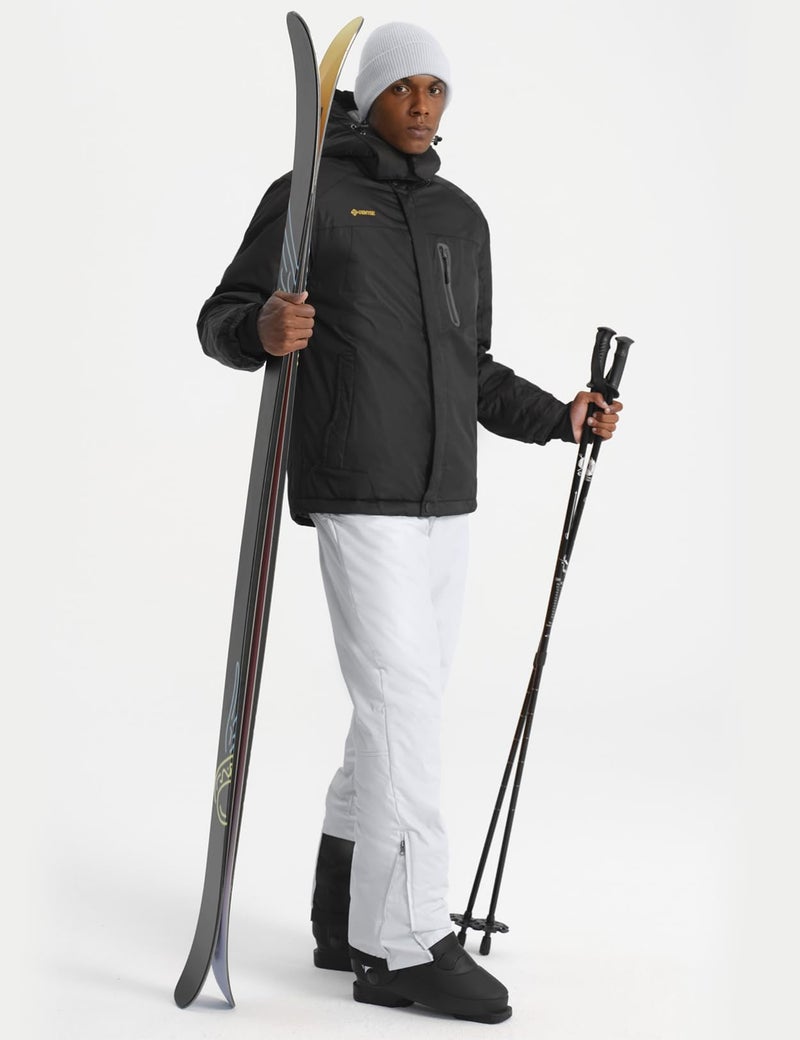 GEMYSE Men's Insulated Waterproof Ski Bib Overalls Winter Snowboarding Pants (White,Large) - Image 5