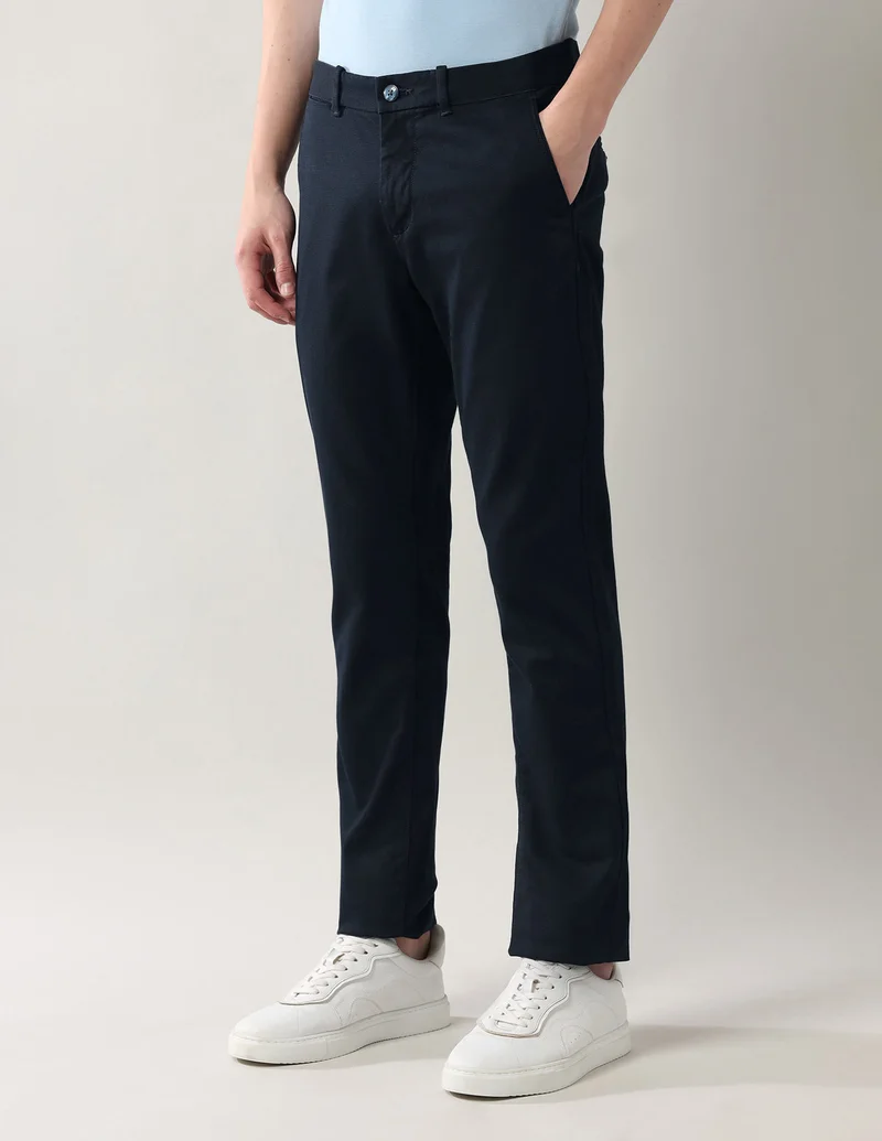 Arrow Navy Slim Fit Autoflex Trousers for Men | Best Price UAE